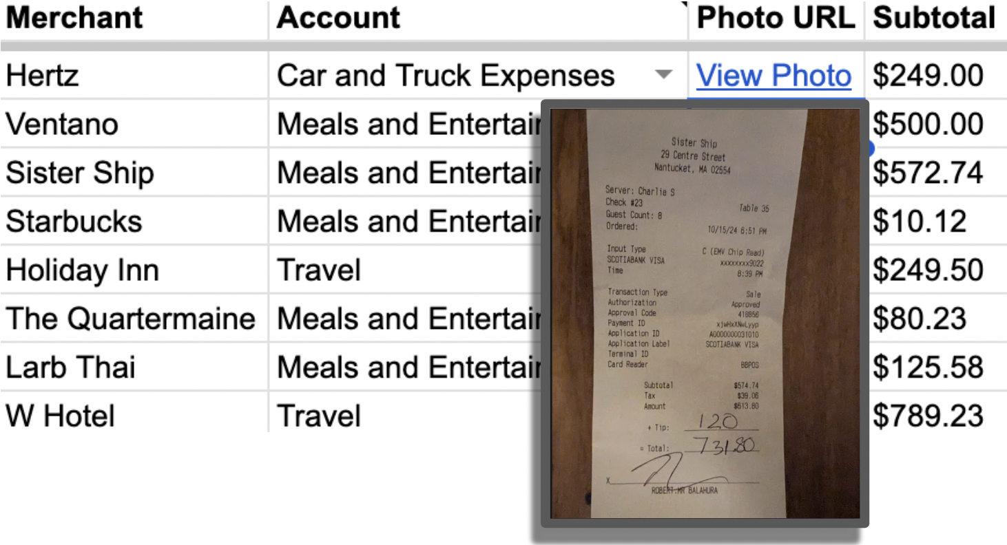 Expense data in your Drive
